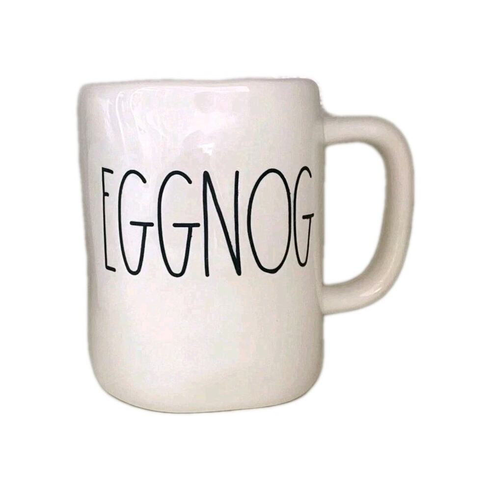 RAE DUNN Mug EGGNOG Coffee Farmhouse Large Letter Holiday Mug Artisan NWT 18 Oz